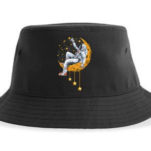 Funny Astronaut Moon Planets Colorful Space Graphic Sustainable Bucket Hat