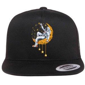 Funny Astronaut Moon Planets Colorful Space Graphic Flat Bill Trucker Hat