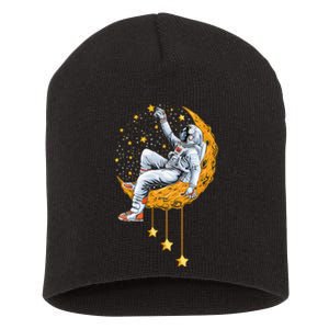 Funny Astronaut Moon Planets Colorful Space Graphic Short Acrylic Beanie