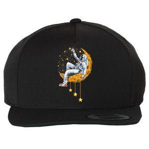 Funny Astronaut Moon Planets Colorful Space Graphic Wool Snapback Cap