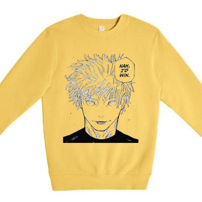 Funny Anime Meme Nah ID Win Reference Gojo Premium Crewneck Sweatshirt