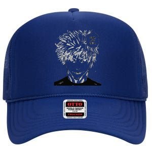 Funny Anime Meme Nah ID Win Reference Gojo High Crown Mesh Back Trucker Hat