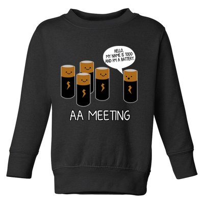 Funny Aa Meeting. Hi! My Name Is Todd And IM A Battery Toddler Sweatshirt