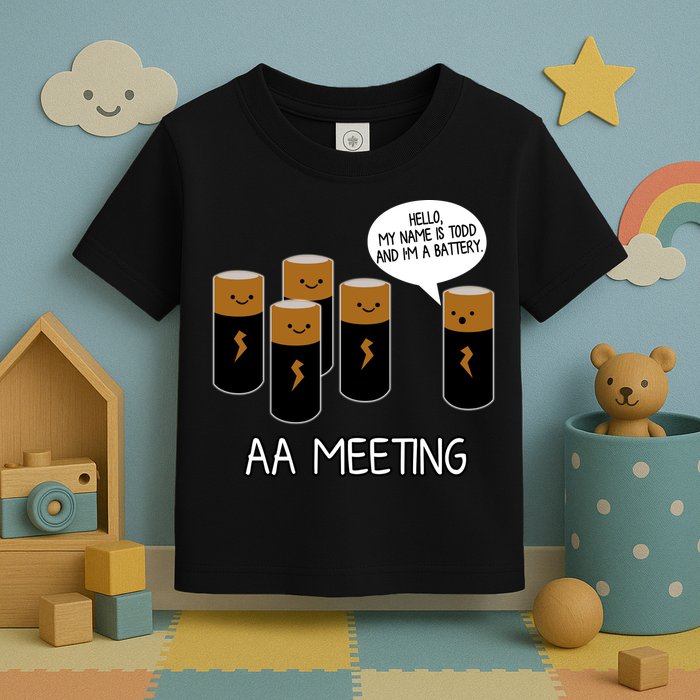 Funny Aa Meeting. Hi! My Name Is Todd And IM A Battery Toddler T-Shirt