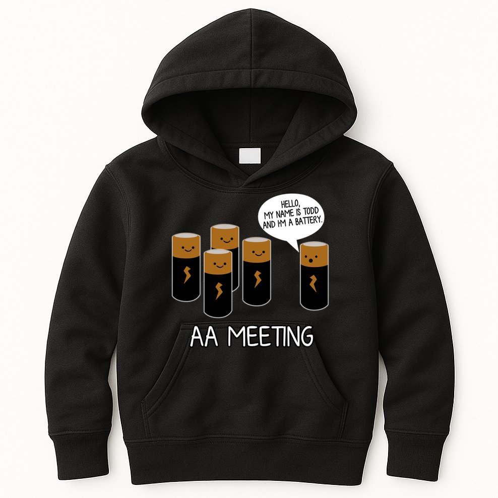 Funny Aa Meeting. Hi! My Name Is Todd And IM A Battery Kids Hoodie