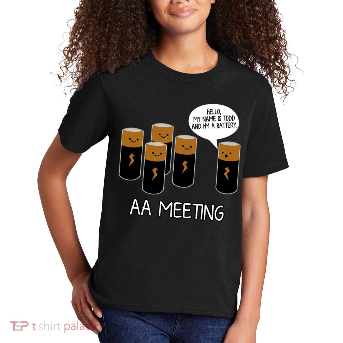 Funny Aa Meeting. Hi! My Name Is Todd And IM A Battery Kids T-Shirt