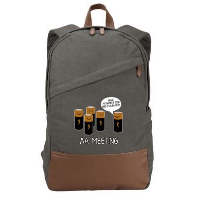 Funny Aa Meeting. Hi! My Name Is Todd And IM A Battery Cotton Canvas Backpack