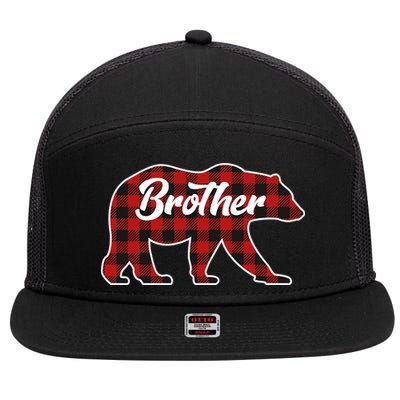 Family Christmas Matching Plaid Brother Bear 7 Panel Mesh Trucker Snapback Hat