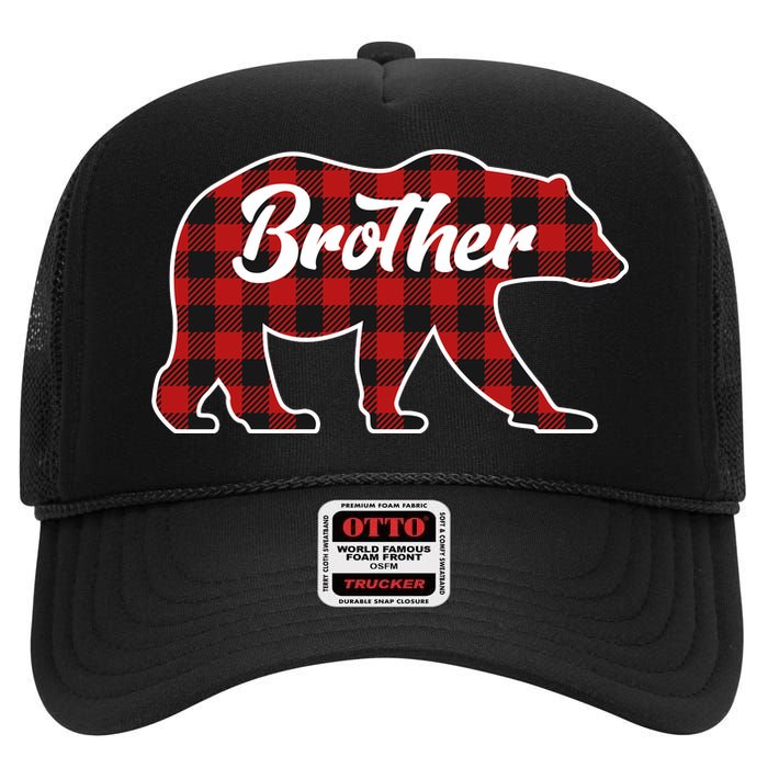 Family Christmas Matching Plaid Brother Bear High Crown Mesh Back Trucker Hat