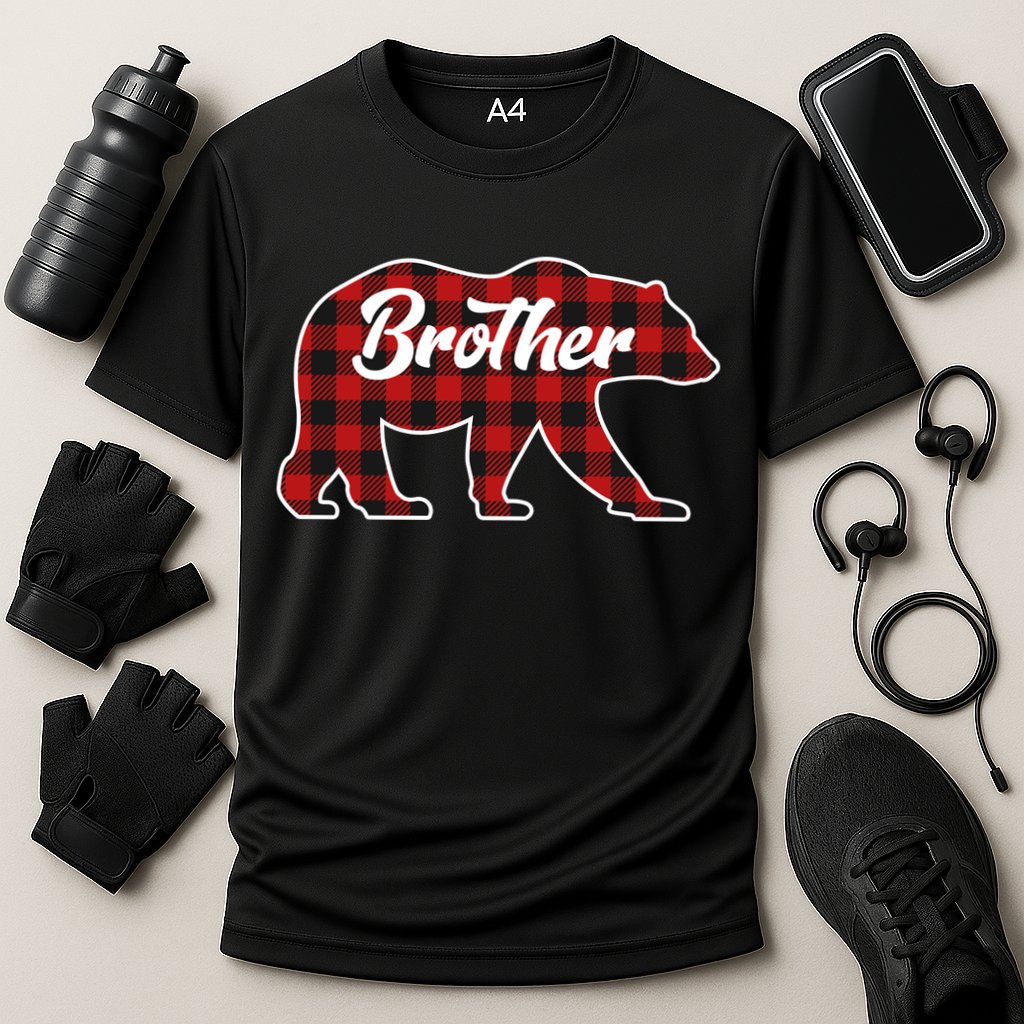 Family Christmas Matching Plaid Brother Bear Cooling Performance Crew T-Shirt