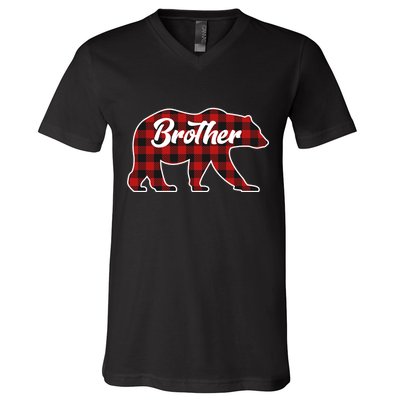 Family Christmas Matching Plaid Brother Bear V-Neck T-Shirt