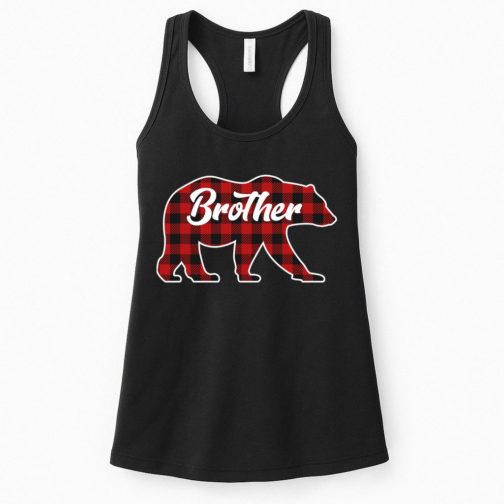 Family Christmas Matching Plaid Brother Bear Womens Tank Top