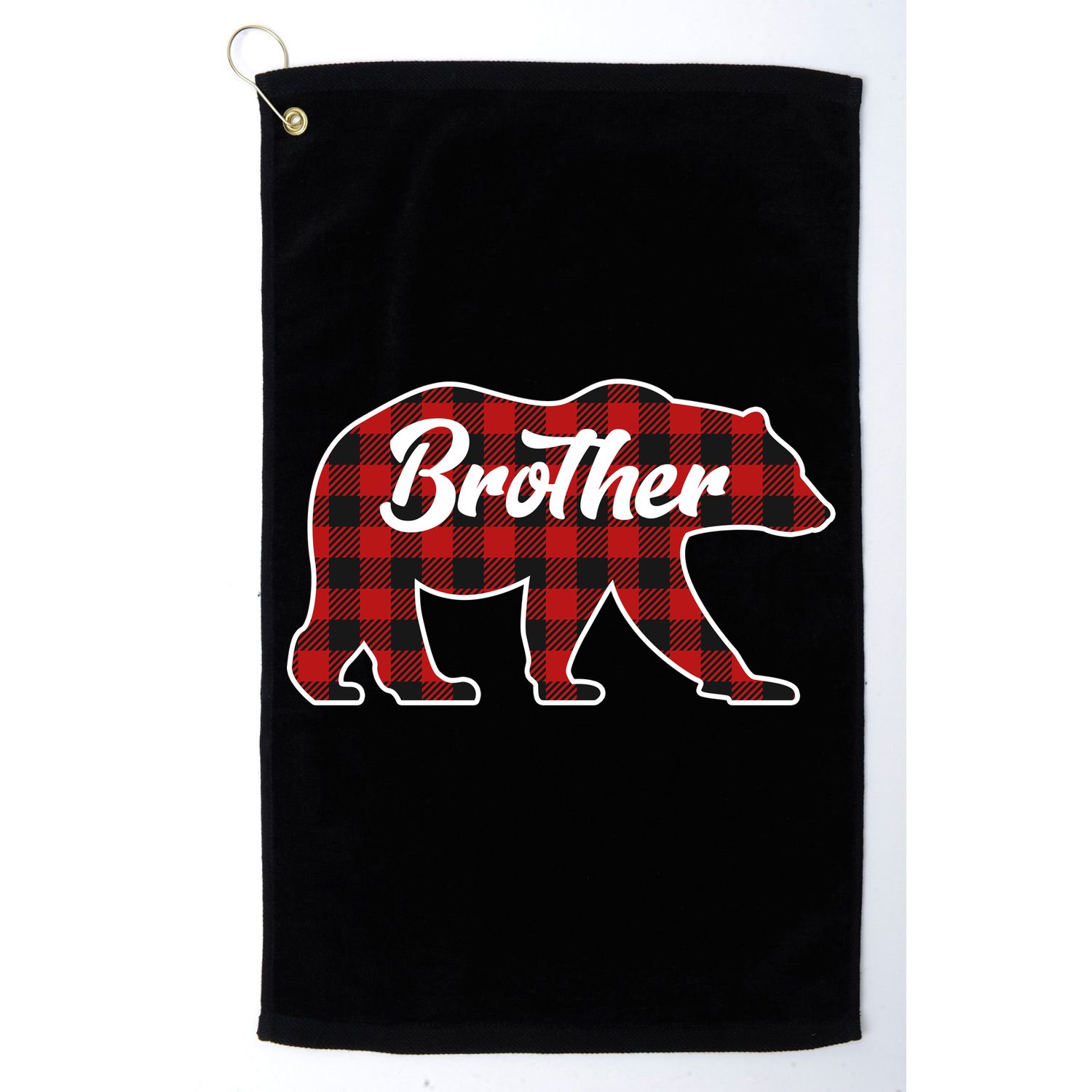 Family Christmas Matching Plaid Brother Bear Golf Towel