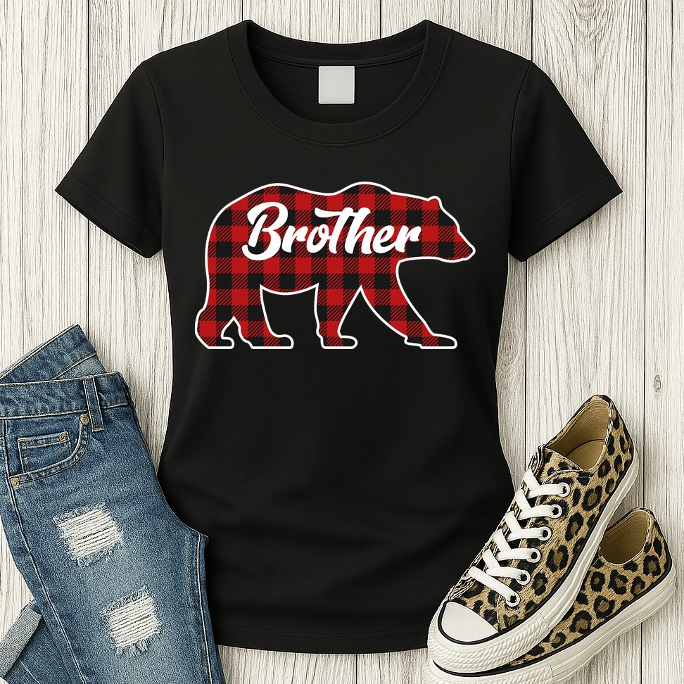 Family Christmas Matching Plaid Brother Bear Womens T-Shirt