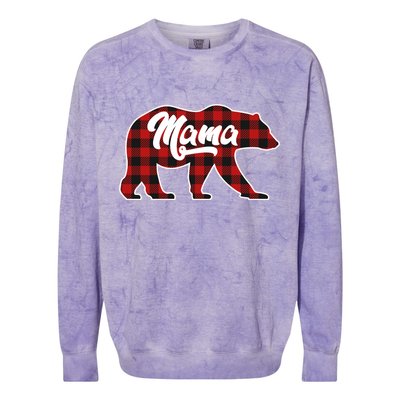 Family Christmas Matching Plaid Mama Bear Colorblast Crewneck Sweatshirt