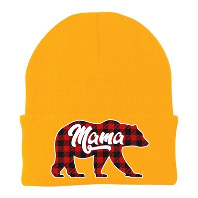 Family Christmas Matching Plaid Mama Bear Knit Cap Winter Beanie