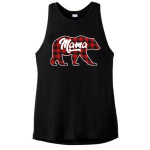 Family Christmas Matching Plaid Mama Bear Ladies PosiCharge Tri-Blend Wicking Tank