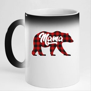 Family Christmas Matching Plaid Mama Bear 11oz Black Color Changing Mug