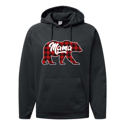 Family Christmas Matching Plaid Mama Bear Performance Fleece Hoodie