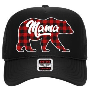 Family Christmas Matching Plaid Mama Bear High Crown Mesh Back Trucker Hat