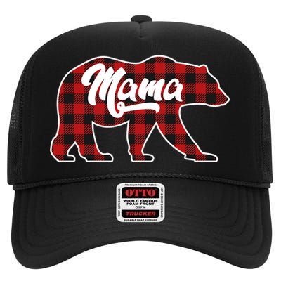 Family Christmas Matching Plaid Mama Bear High Crown Mesh Back Trucker Hat