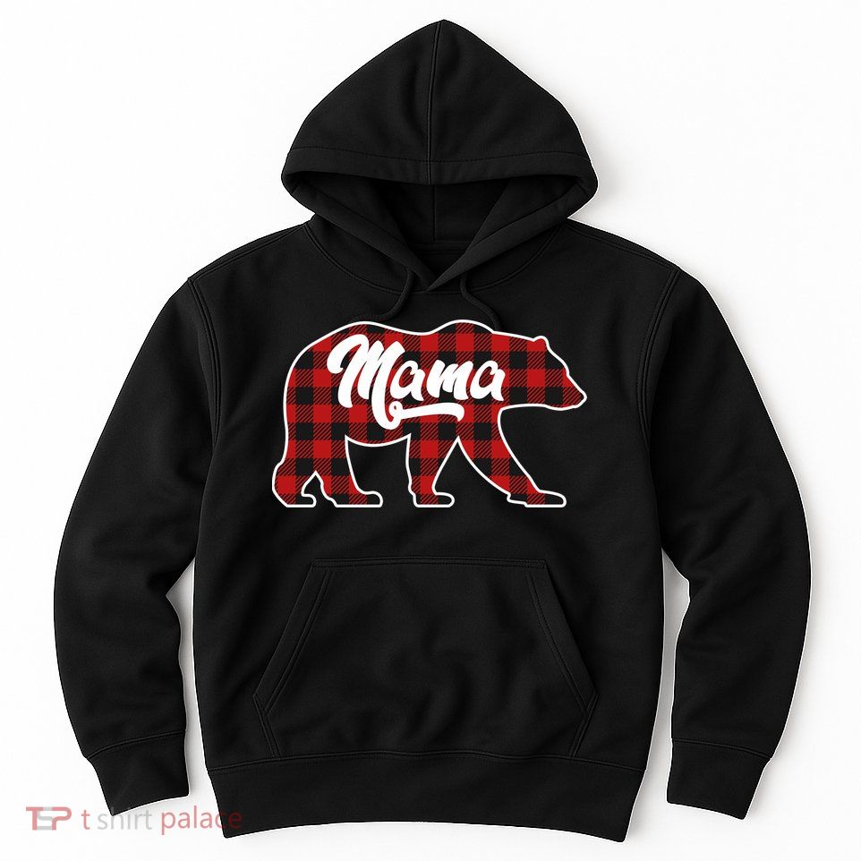 Family Christmas Matching Plaid Mama Bear Hoodie
