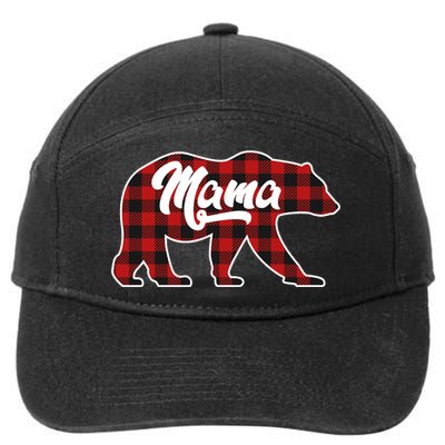 Family Christmas Matching Plaid Mama Bear 7-Panel Snapback Hat