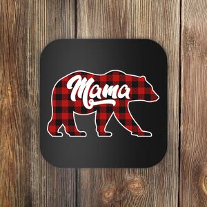 Family Christmas Matching Plaid Mama Bear Coaster