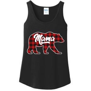 Family Christmas Matching Plaid Mama Bear Ladies Essential Tank