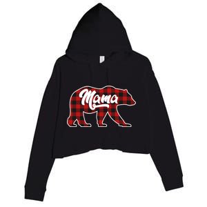 Family Christmas Matching Plaid Mama Bear Crop Fleece Hoodie