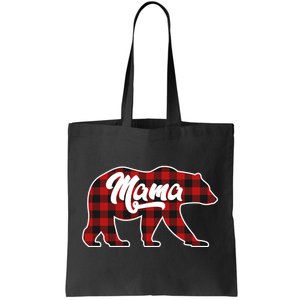 Family Christmas Matching Plaid Mama Bear Tote Bag