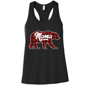 Family Christmas Matching Plaid Mama Bear Women's Racerback Tank