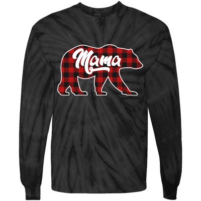 Family Christmas Matching Plaid Mama Bear Tie-Dye Long Sleeve Shirt