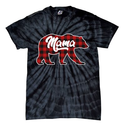 Family Christmas Matching Plaid Mama Bear Tie-Dye T-Shirt