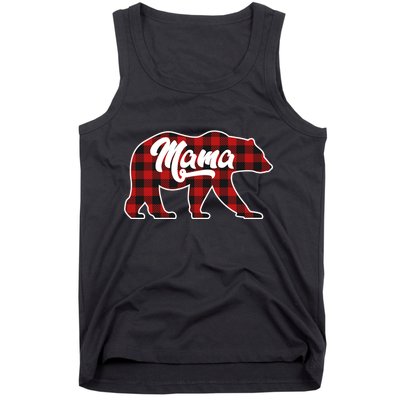 Family Christmas Matching Plaid Mama Bear Tank Top