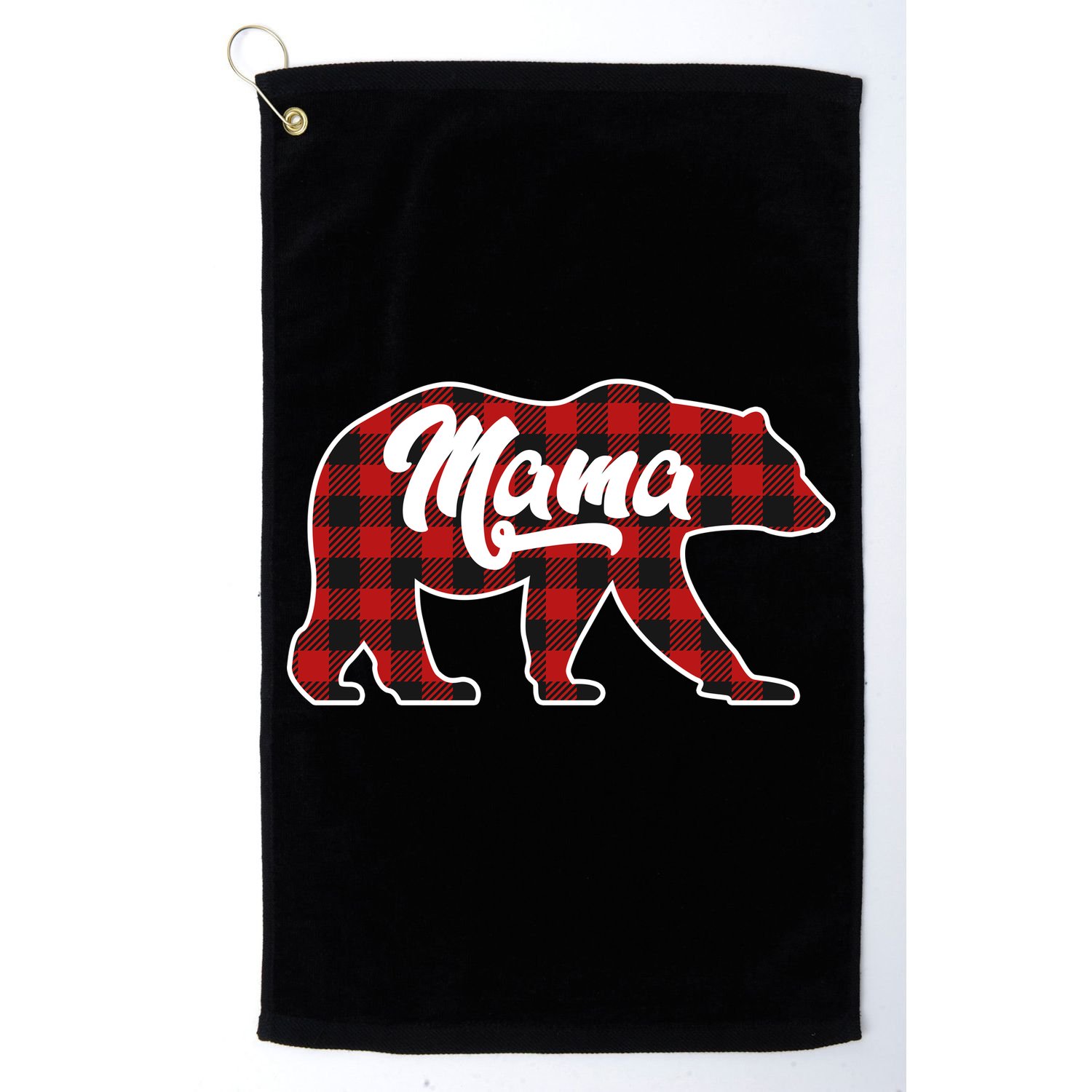 Family Christmas Matching Plaid Mama Bear Golf Towel