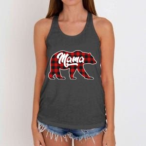 Family Christmas Matching Plaid Mama Bear Women's Knotted Racerback Tank