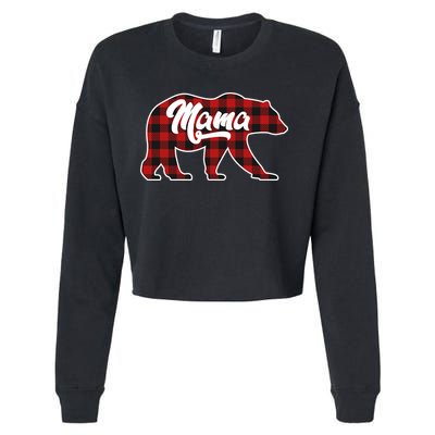 Family Christmas Matching Plaid Mama Bear Cropped Pullover Crew