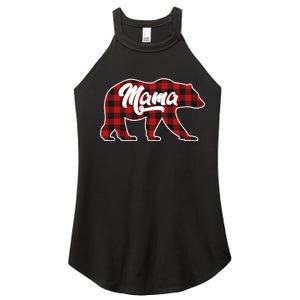 Family Christmas Matching Plaid Mama Bear Women's Perfect Tri Rocker Tank