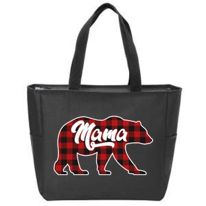 Family Christmas Matching Plaid Mama Bear Zip Tote Bag