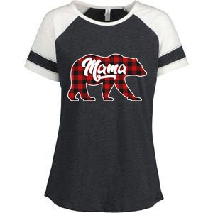 Family Christmas Matching Plaid Mama Bear Enza Ladies Jersey Colorblock Tee