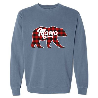 Family Christmas Matching Plaid Mama Bear Garment-Dyed Sweatshirt