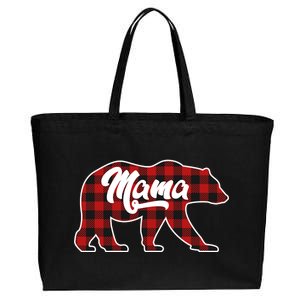 Family Christmas Matching Plaid Mama Bear Cotton Canvas Jumbo Tote