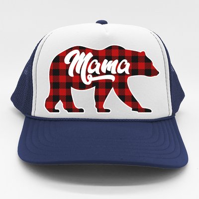 Family Christmas Matching Plaid Mama Bear Trucker Hat