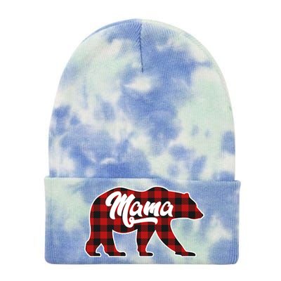 Family Christmas Matching Plaid Mama Bear Tie Dye 12in Knit Beanie