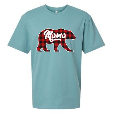 Family Christmas Matching Plaid Mama Bear Sueded Cloud Jersey T-Shirt