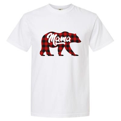 Family Christmas Matching Plaid Mama Bear Garment-Dyed Heavyweight T-Shirt