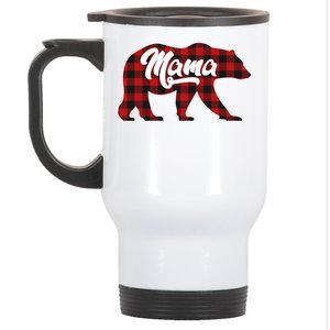 Family Christmas Matching Plaid Mama Bear Stainless Steel Travel Mug