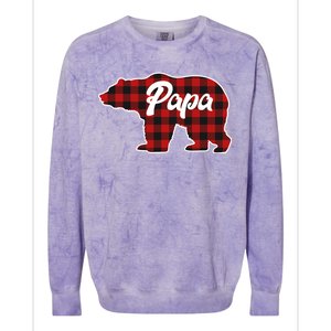 Family Christmas Matching Plaid Papa Bear Colorblast Crewneck Sweatshirt