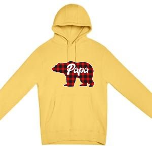 Family Christmas Matching Plaid Papa Bear Premium Pullover Hoodie